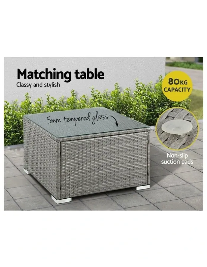 Gardeon 4-Seater Outdoor Sofa Set Wicker Rattan Couch Lounge Setting in Grey