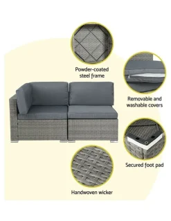 Gardeon 4-Seater Outdoor Sofa Set Wicker Rattan Couch Lounge Setting in Grey