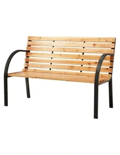 Gardeon 2 Seater Wooden Steel Garden Bench 120cm in Natural