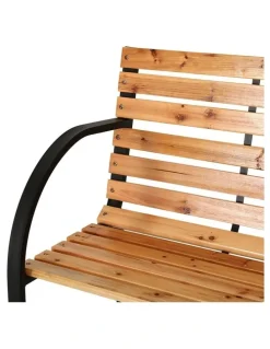 Gardeon 2 Seater Wooden Steel Garden Bench 120cm in Natural
