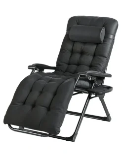 Gardeon Sun Folding Camping Zero Gravity Lounger Chair in Black