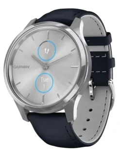 Garmin Vivomove Luxe Leather Band 010-02241-00 in Silver/Blue