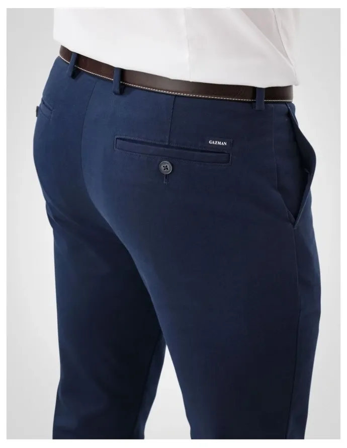 GAZMAN Non-Iron Modern Chino in Dark Navy