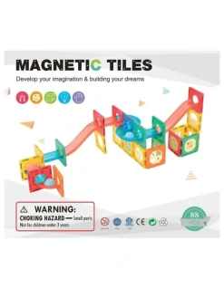 Gem Toys Durable Magnetic Tiles/Puzzle with Storage Bag 88 Pieces