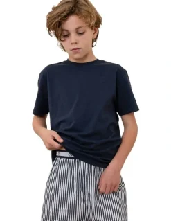 Gingerlilly Sleepwear Mini Noah Cotton Short Pyjama Set in Navy Stripe