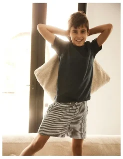 Gingerlilly Sleepwear Mini Noah Cotton Short Pyjama Set in Navy Stripe