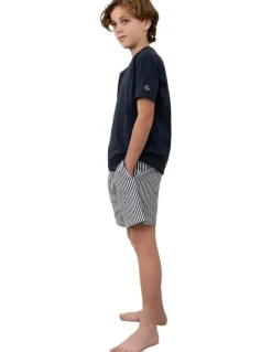 Gingerlilly Sleepwear Mini Noah Cotton Short Pyjama Set in Navy Stripe