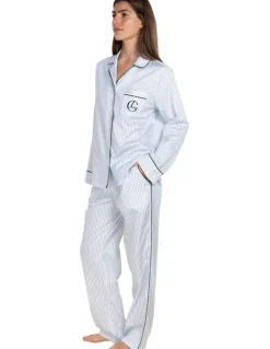Gingerlilly Sleepwear Susanna Cotton Long Pyjama Set in Blue