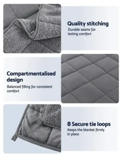 Giselle Bedding Anti Anxiety Gravity Sherpa Fleece Weighted Blanket in Grey