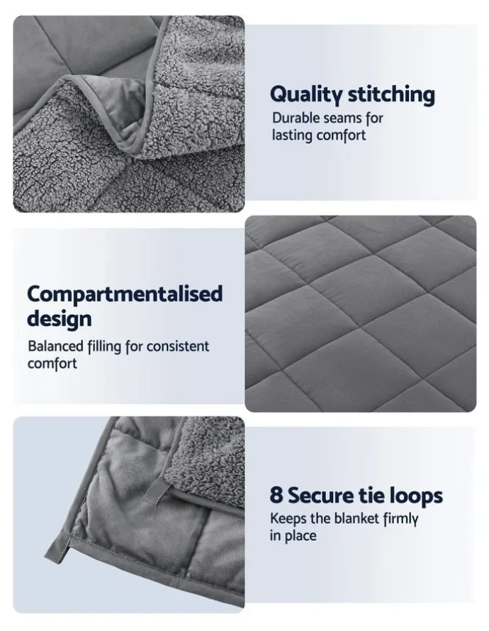 Giselle Bedding Anti Anxiety Gravity Sherpa Fleece Weighted Blanket in Grey