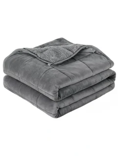 Giselle Bedding Anti Anxiety Gravity Sherpa Fleece Weighted Blanket in Grey