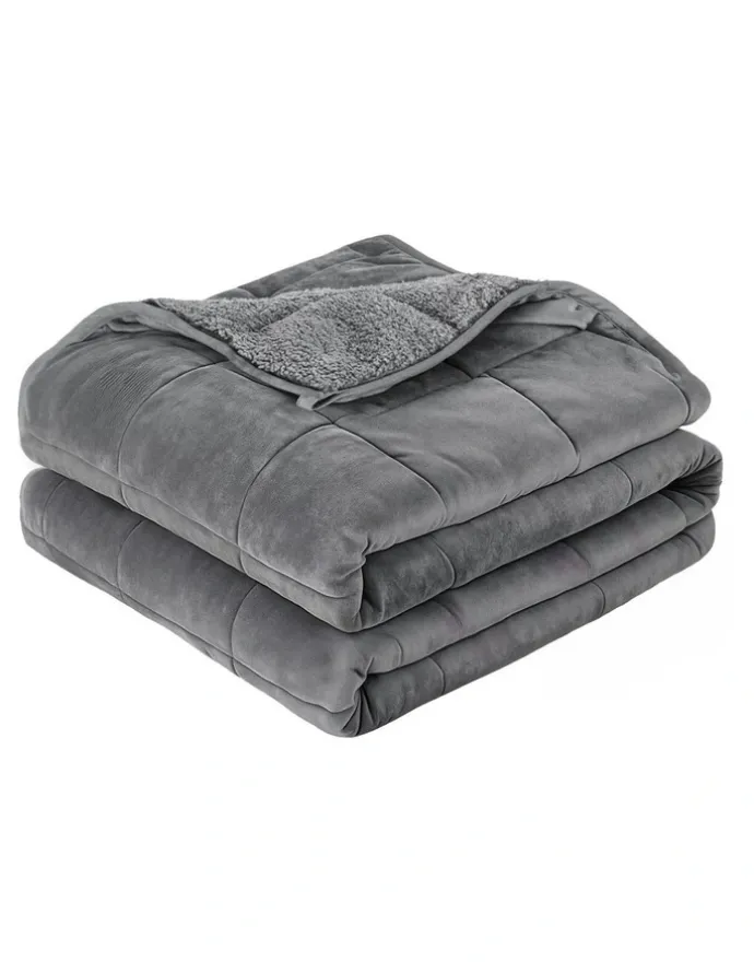 Giselle Bedding Anti Anxiety Gravity Sherpa Fleece Weighted Blanket in Grey
