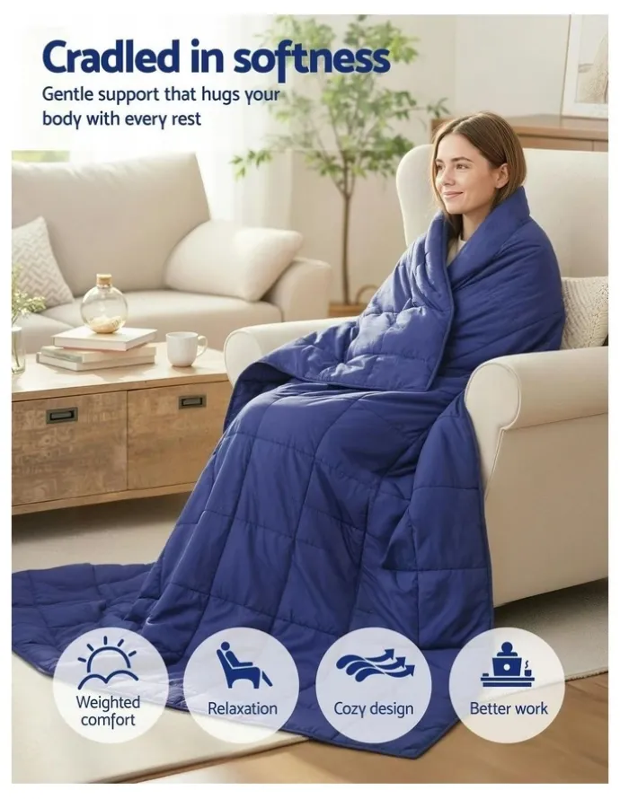 Giselle Bedding Anti Anxiety Weighted Blanket 9kg in Royal Blue