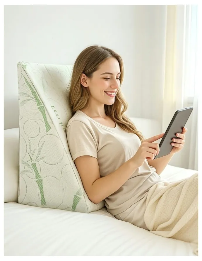 Giselle Bedding Bamboo Cover Wedge Pillow in Green