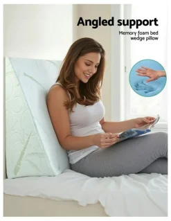 Giselle Bedding Bamboo Cover Wedge Pillow in Green