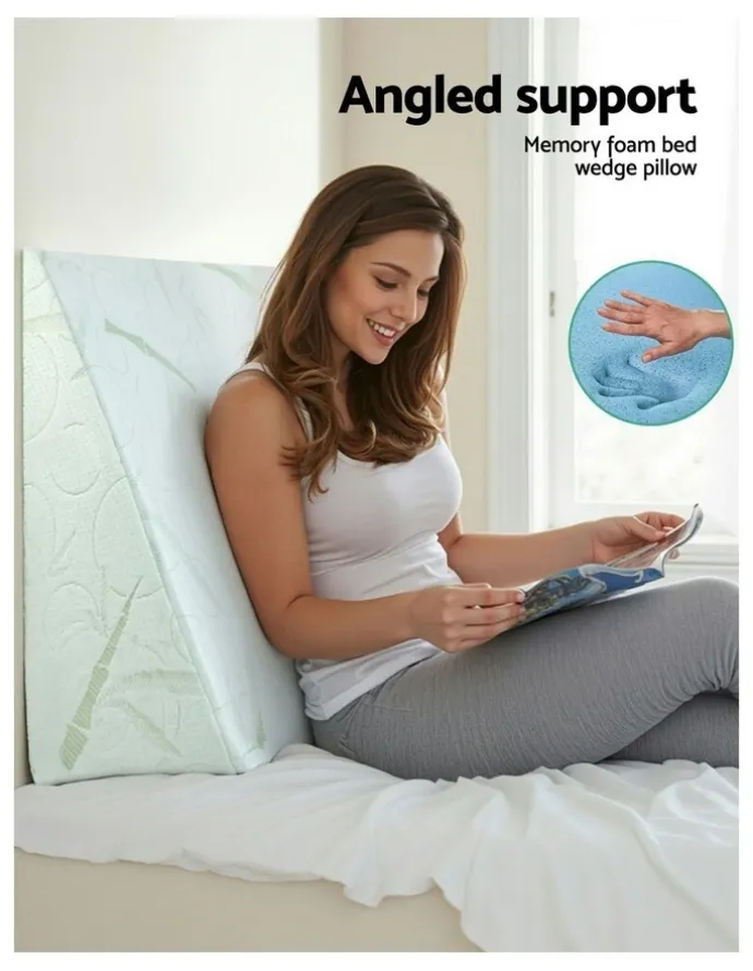 Giselle Bedding Bamboo Cover Wedge Pillow in Green
