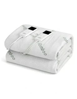 Giselle Bedding Bamboo Fabric Double Electric Blanket in White
