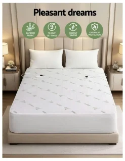 Giselle Bedding Bamboo Fabric Double Electric Blanket in White