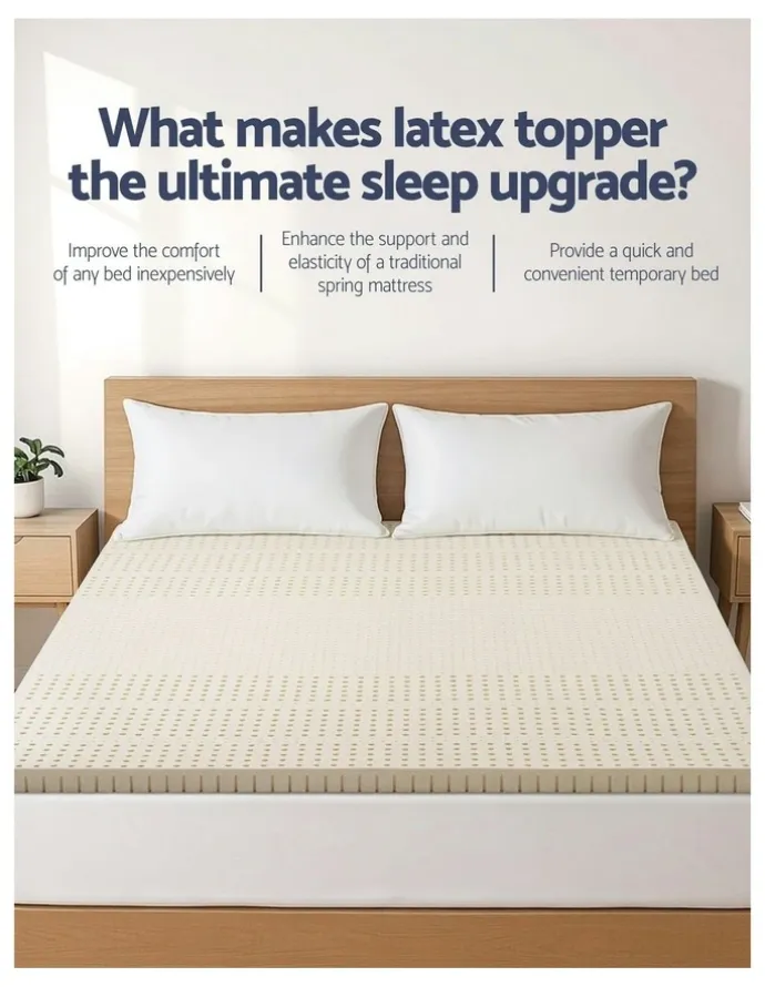 Giselle Bedding Bedding Natural Latex Topper 5cm in White