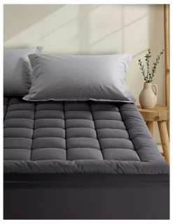 Giselle Bedding Double Bamboo Mattress Topper Protector in Charcoal