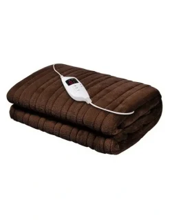 Giselle Bedding Electric Throw Rug Fleece Heated Blanket in Brown