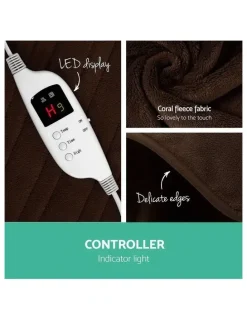 Giselle Bedding Electric Throw Rug Fleece Heated Blanket in Brown