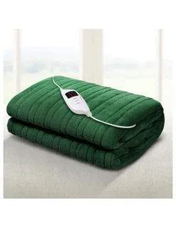 Giselle Bedding Electric Throw Rug Fleece Heated Blanket in Green