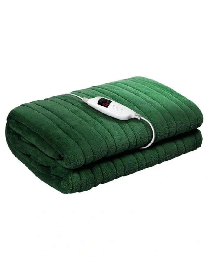 Giselle Bedding Electric Throw Rug Fleece Heated Blanket in Green