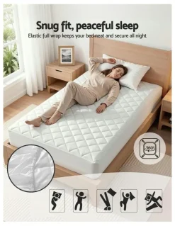 Giselle Bedding King Single Cotton Mattress Protector in White