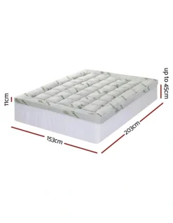 Giselle Bedding Queen Size Bamboo Mattress Pillowtop Topper 11cm in White