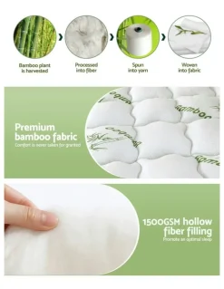 Giselle Bedding Queen Size Bamboo Mattress Pillowtop Topper 11cm in White