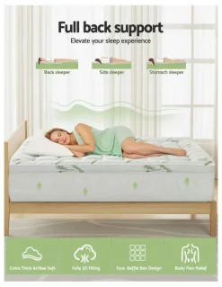 Giselle Bedding Queen Size Bamboo Mattress Pillowtop Topper 11cm in White