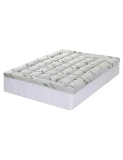 Giselle Bedding Queen Size Bamboo Mattress Pillowtop Topper 11cm in White