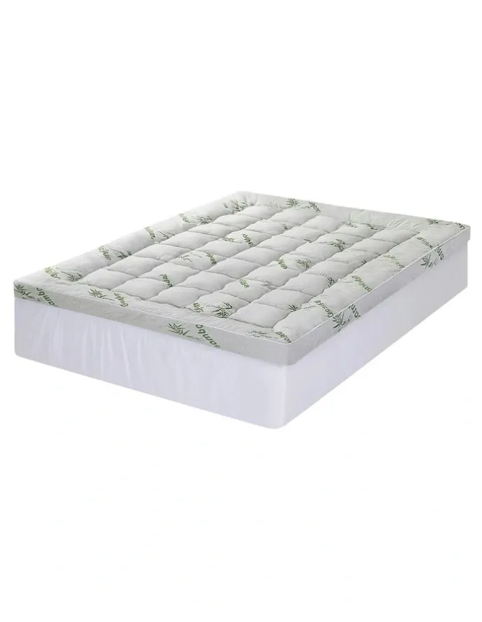 Giselle Bedding Queen Size Bamboo Mattress Pillowtop Topper 11cm in White