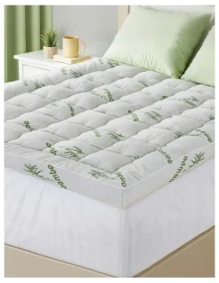 Giselle Bedding Queen Size Bamboo Mattress Pillowtop Topper 11cm in White