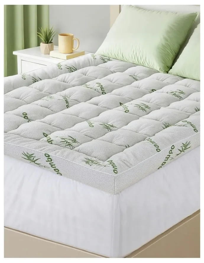 Giselle Bedding Queen Size Bamboo Mattress Pillowtop Topper 11cm in White
