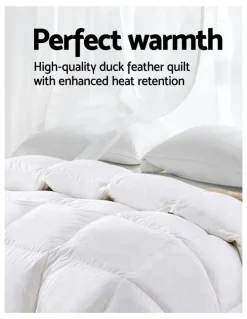 Giselle Bedding Queen Size Duck Down Feather Quilt in White