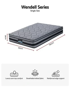 Giselle Bedding Single Hybrid Mattress 34cm in Black