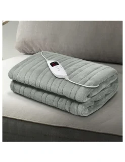 Giselle Bedding Washable Heated Electric Throw Rug Fleece Snuggle Blanket in Silver