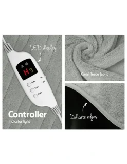 Giselle Bedding Washable Heated Electric Throw Rug Fleece Snuggle Blanket in Silver