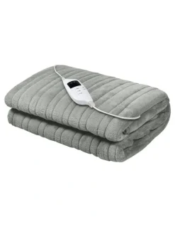Giselle Bedding Washable Heated Electric Throw Rug Fleece Snuggle Blanket in Silver