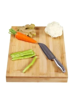 Gourmet Kitchen Bamboo Cutting Board With Counter Edge 45x35x5cm in Natural Brown