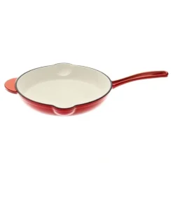 Gourmet Kitchen Cast Iron Fry Pan 26cm in Black Cherry Red