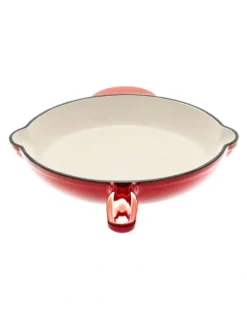 Gourmet Kitchen Cast Iron Fry Pan 26cm in Black Cherry Red