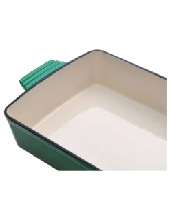 Gourmet Kitchen Cast Iron Rectangular Baking Pan 33cm in Eden Green