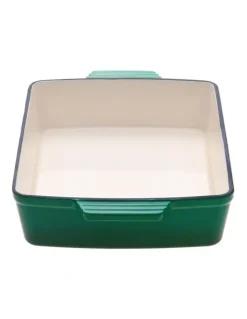 Gourmet Kitchen Cast Iron Rectangular Baking Pan 33cm in Eden Green