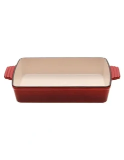 Gourmet Kitchen Cast Iron Rectangular Baking Pan 33cm in Black Cherry Red