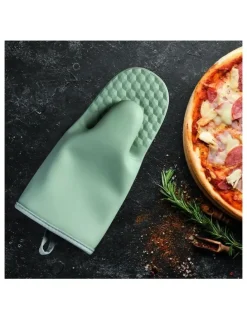 Gourmet Kitchen Modern Silicone Oven Mitt in Sage