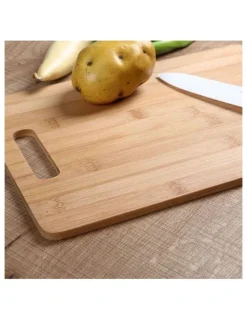 Gourmet Kitchen Natural Bamboo Cutting Board Set 3 Piece in Brown