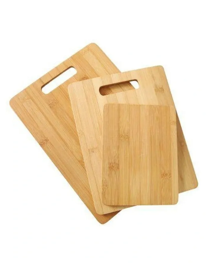 Gourmet Kitchen Natural Bamboo Cutting Board Set 3 Piece in Brown
